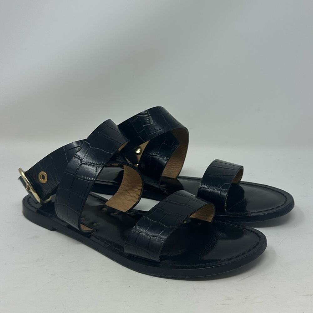 Amanu The Virunga Sandal in Black Croc Style 14 Women’s Size 38 8 Shoes Leather